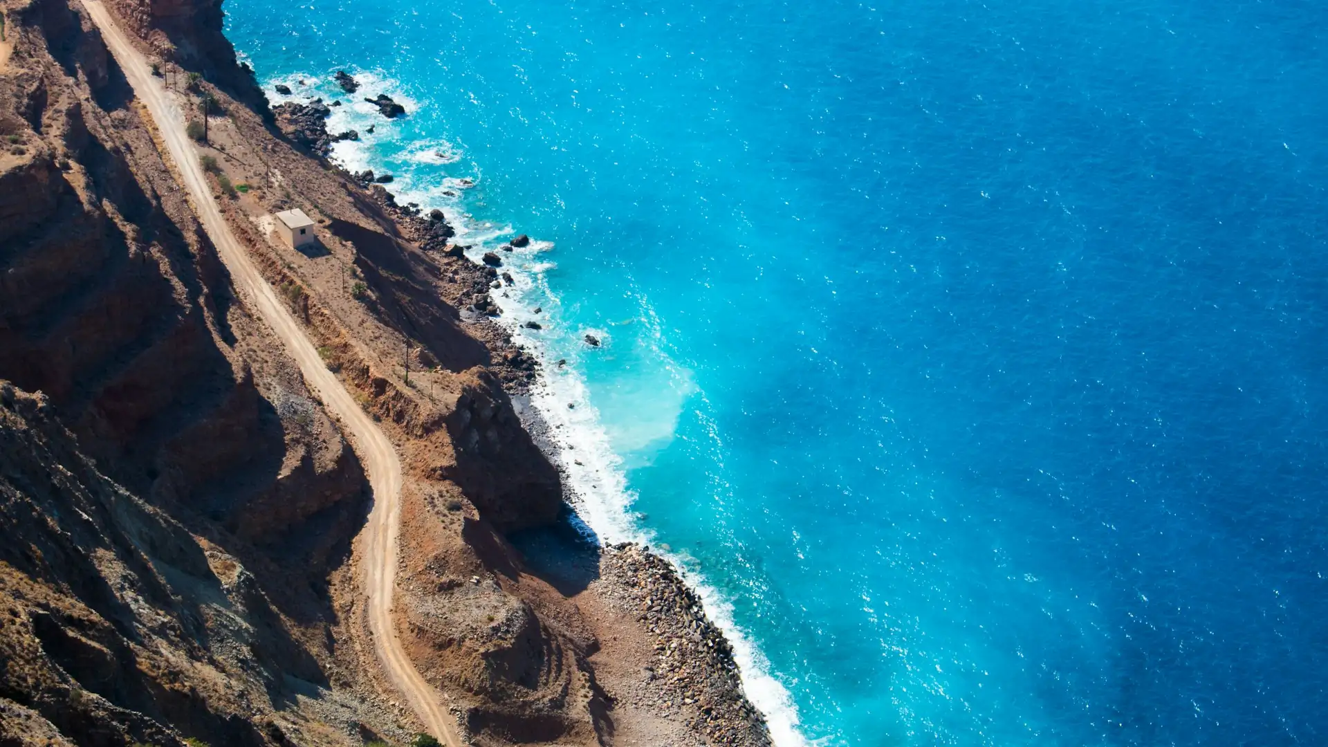Private transfer road along the coast of Crete